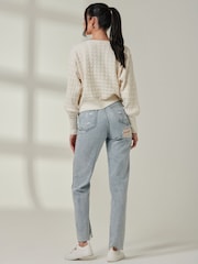 Jolie Moi Cream Knitted Bubble Stitch Jumper - Image 2 of 6
