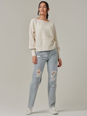 Jolie Moi Cream Knitted Bubble Stitch Jumper - Image 5 of 6
