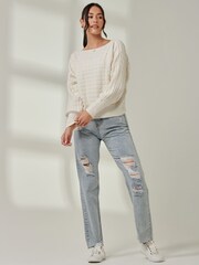 Jolie Moi Cream Knitted Bubble Stitch Jumper - Image 6 of 6