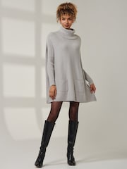 Jolie Moi Grey Loose Fit Knitted Roll Neck Jumper - Image 5 of 6
