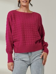 Jolie Moi Pink Knitted Bubble Stitch Jumper - Image 3 of 6