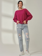 Jolie Moi Pink Knitted Bubble Stitch Jumper - Image 4 of 6