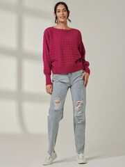 Jolie Moi Pink Knitted Bubble Stitch Jumper - Image 5 of 6