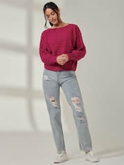 Jolie Moi Pink Knitted Bubble Stitch Jumper - Image 6 of 6