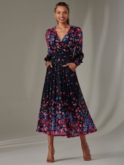 Jolie Moi Pink Dalia Symmetrical Print Lace Maxi Dress - Image 1 of 6