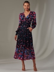 Jolie Moi Pink Dalia Symmetrical Print Lace Maxi Dress - Image 4 of 6