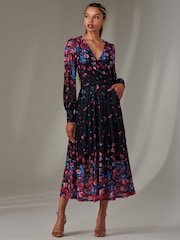 Jolie Moi Pink Dalia Symmetrical Print Lace Maxi Dress - Image 5 of 6