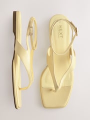 Buttermilk Yellow Forever Comfort® Strappy Ankle Toe Thong Sandals - Image 1 of 5