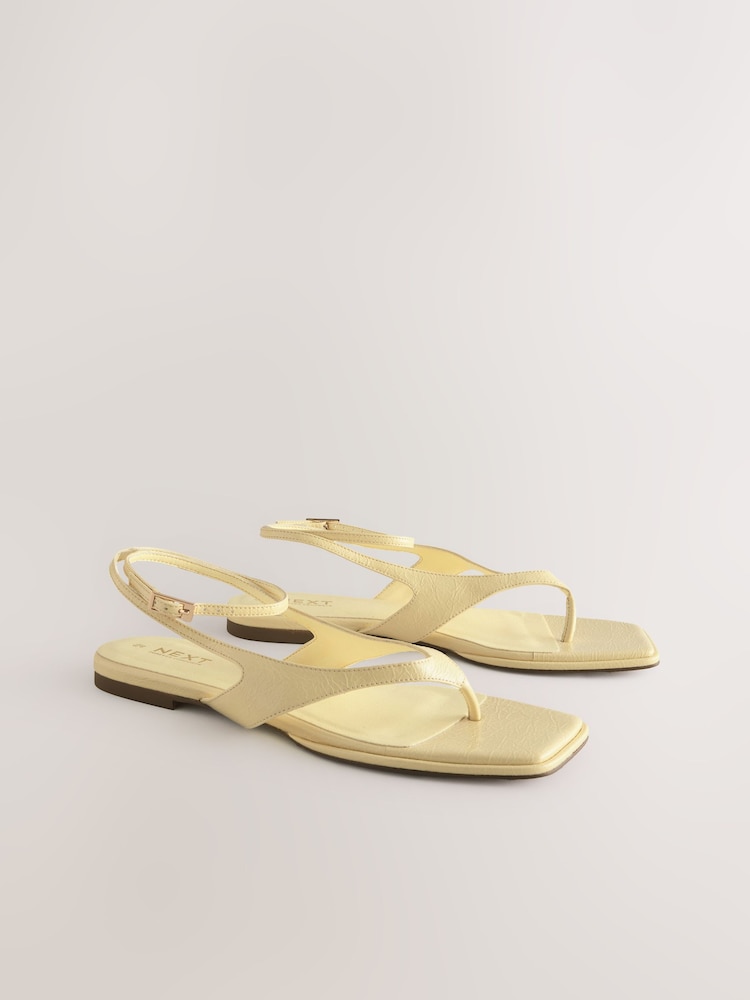 Buttermilk Yellow Forever Comfort® Strappy Ankle Toe Thong Sandals - Image 2 of 5