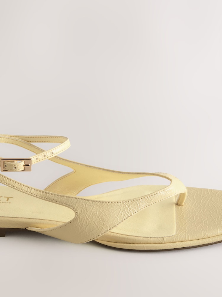 Buttermilk Yellow Forever Comfort® Strappy Ankle Toe Thong Sandals - Image 5 of 5