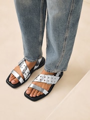 Silver Forever Comfort® Buckle Strap Sandals - Image 2 of 7