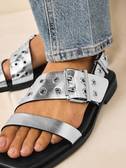 Silver Forever Comfort® Buckle Strap Sandals - Image 3 of 7