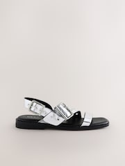 Silver Forever Comfort® Buckle Strap Sandals - Image 5 of 7