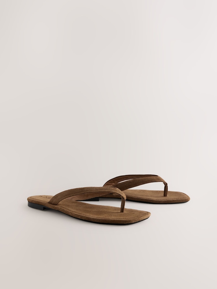 Světle hnědý semiš - Tanga s hranatou špičkou Forever Comfort® Sandály - Image 5 of 8
