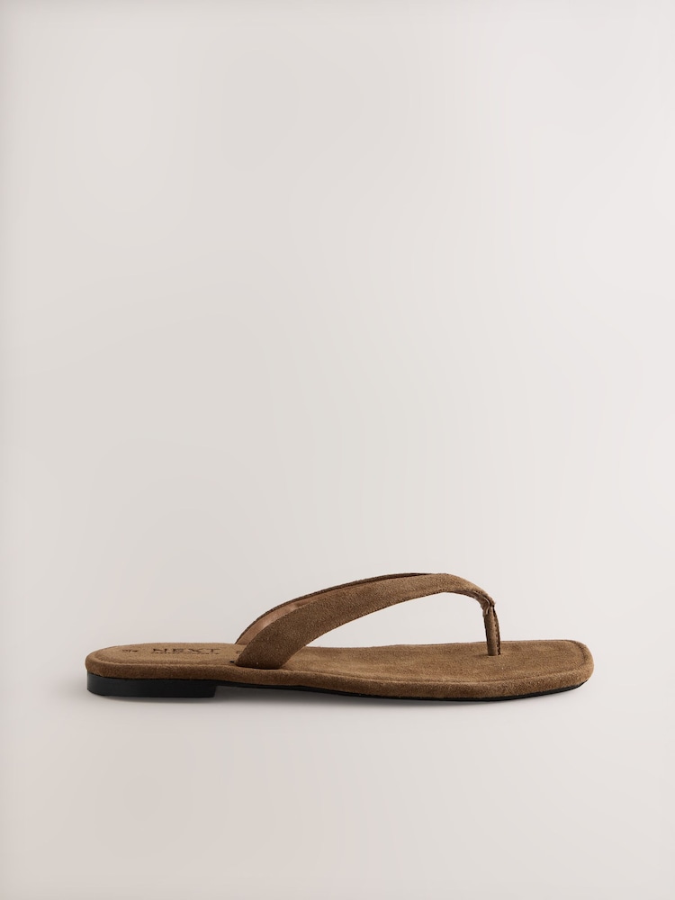Světle hnědý semiš - Tanga s hranatou špičkou Forever Comfort® Sandály - Image 6 of 8