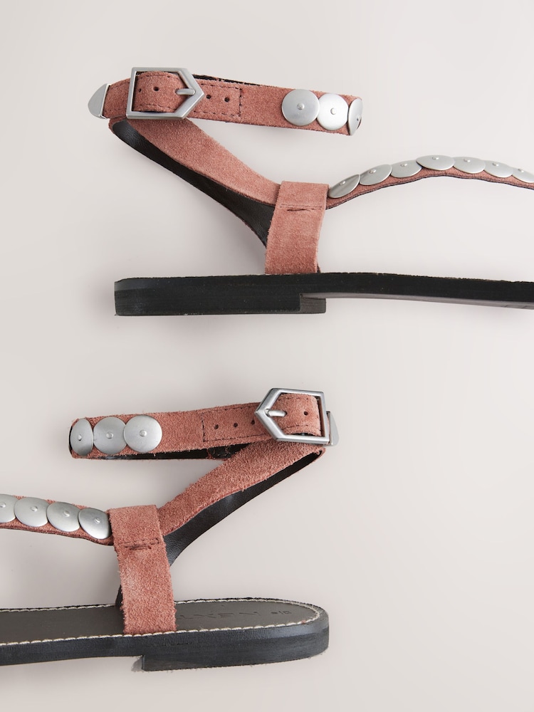 وردي سويد - Shield Studded Wrap Sandals - صورة 10 من 10