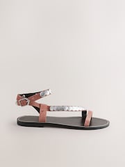 وردي سويد - Shield Studded Wrap Sandals - صورة 6 من 10