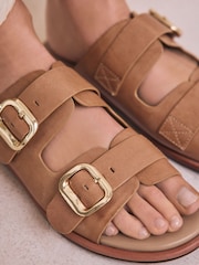 Nude Leather Forever Comfort® Double Buckle Mules - Image 5 of 12