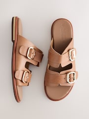Nude Leather Forever Comfort® Double Buckle Mules - Image 7 of 12