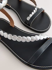 جلد أسود - Shield Studded Wrap Sandals - صورة 5 من 5