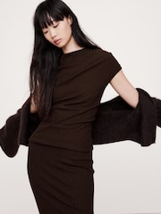 Banana Republic Brown Wide Ribbed Draped Top - Image 1 of 1
