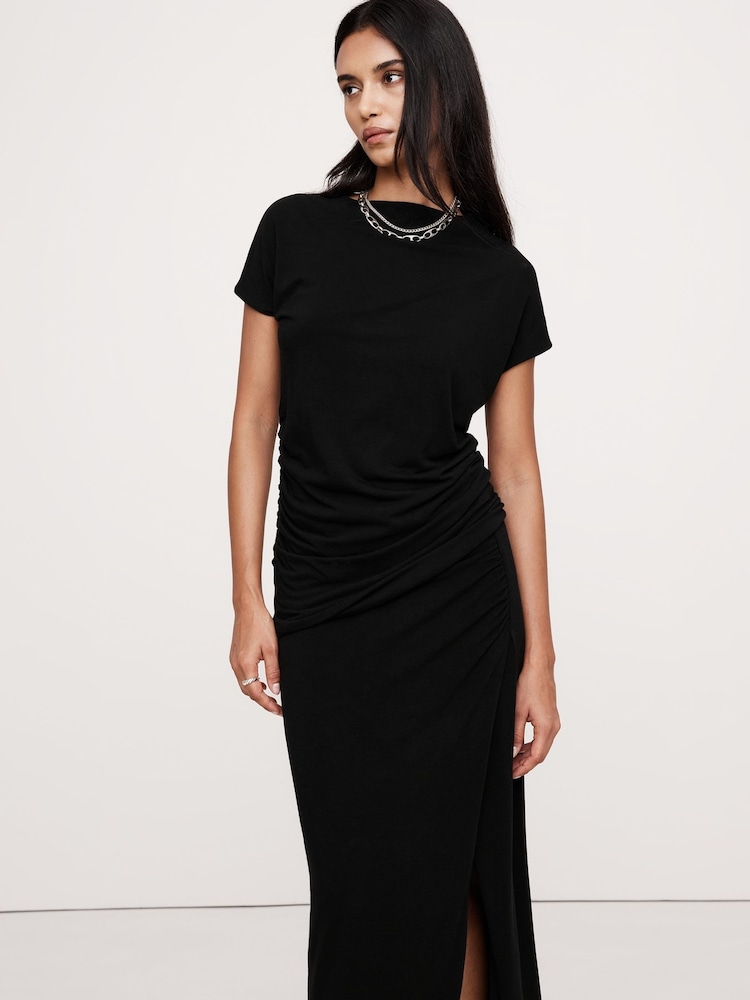 Negro - Top drapeado en mezcla de lana Luxe de Banana Republic - Imagen 1 de 4
