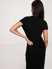 Negro - Top drapeado en mezcla de lana Luxe de Banana Republic - Imagen 2 de 4