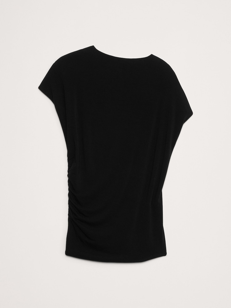Negro - Top drapeado en mezcla de lana Luxe de Banana Republic - Imagen 4 de 4