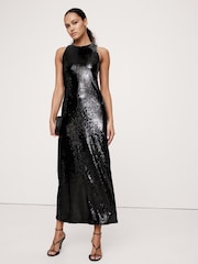 Banana Republic Black Stretch-Sequin Maxi Dress - Image 1 of 1