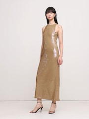 Banana Republic Gold Stretch-Sequin Maxi Dress - Image 3 of 5