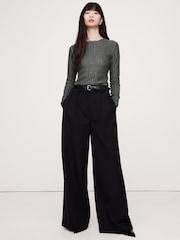 Banana Republic Black Metallic Ribbed Long Sleeve Top - Image 3 of 4