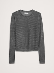 Banana Republic Black Metallic Ribbed Long Sleeve Top - Image 4 of 4