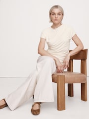 Blanco - Top drapeado en mezcla de lana Luxe de Banana Republic - Imagen 1 de 1