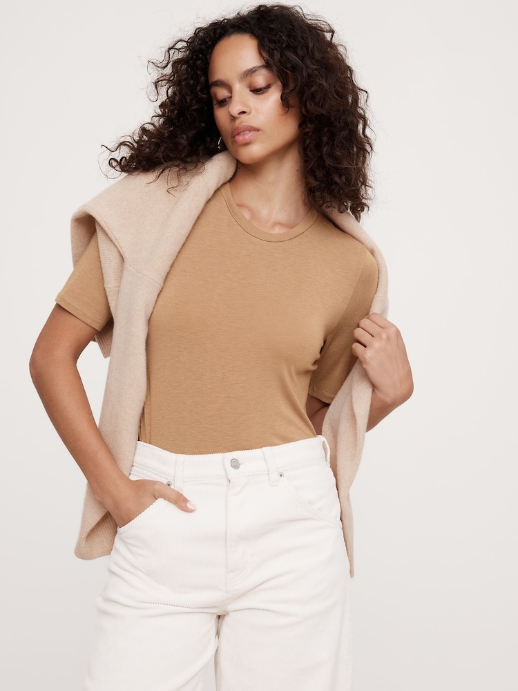Marrón - Top en mezcla de lana con mangas al codo Luxe de Banana Republic - Imagen 1 de 1
