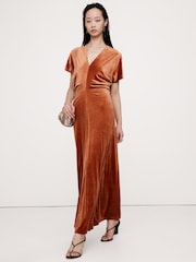 Banana Republic Orange Bias-Cut Velvet Maxi Dress - Image 1 of 5