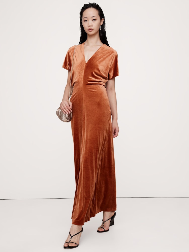 Banana Republic Orange Bias-Cut Velvet Maxi Dress - Image 1 of 5
