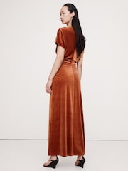 Banana Republic Orange Bias-Cut Velvet Maxi Dress - Image 2 of 5