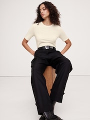 Crema - Top en mezcla de lana con mangas al codo Luxe de Banana Republic - Imagen 1 de 1
