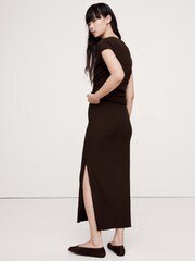 Banana Republic Brown Wide Ribbed Knit Maxi Skirt - Image 2 of 4