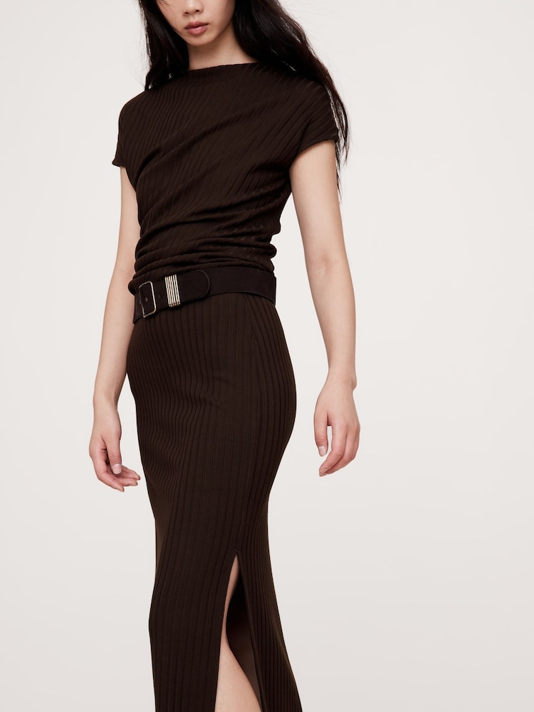 Banana Republic Brown Wide Ribbed Knit Maxi Skirt - Image 4 of 4