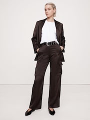 Banana Republic Brown High-Waisted Straight Leg Italian Crepe Cargo Trousers - Image 1 of 4