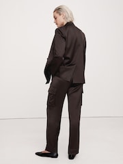 Banana Republic Brown High-Waisted Straight Leg Italian Crepe Cargo Trousers - Image 2 of 4