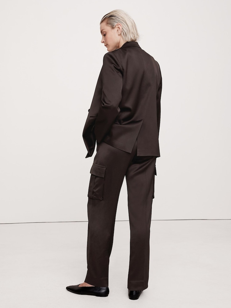 Banana Republic Brown High-Waisted Straight Leg Italian Crepe Cargo Trousers - Image 2 of 4