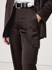 Banana Republic Brown High-Waisted Straight Leg Italian Crepe Cargo Trousers - Image 3 of 4
