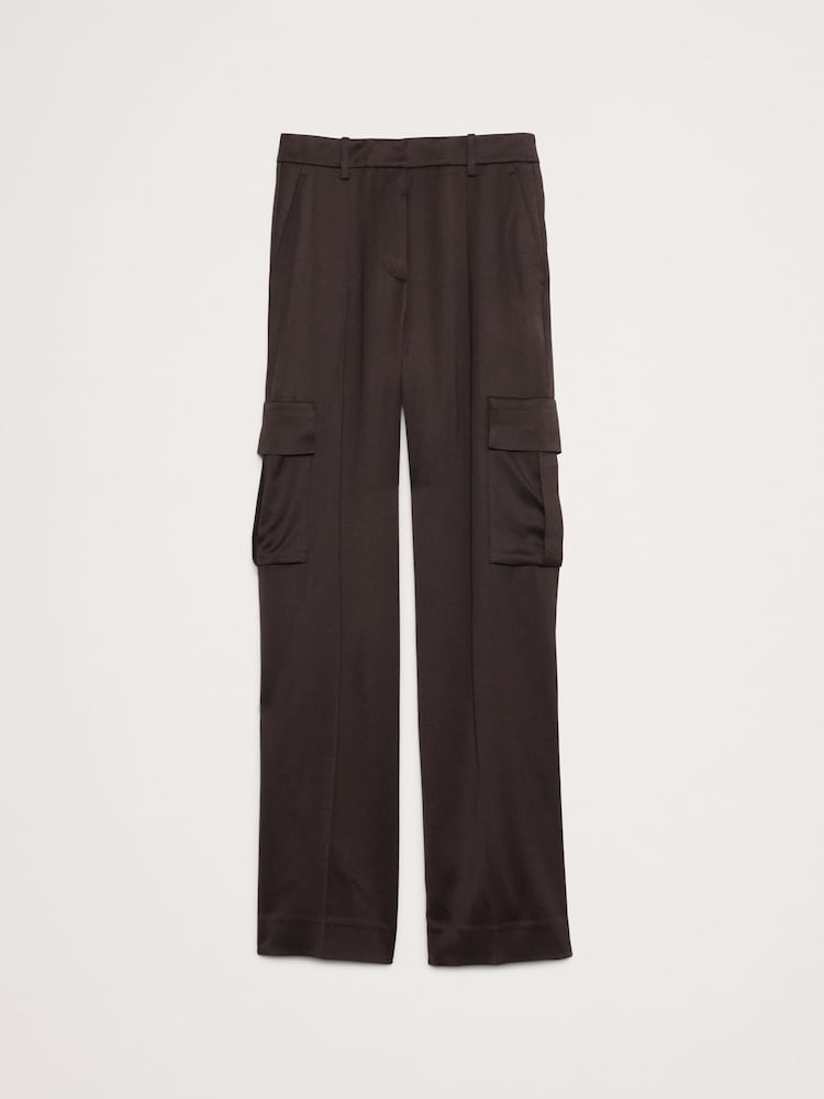 Banana Republic Brown High-Waisted Straight Leg Italian Crepe Cargo Trousers - Image 4 of 4