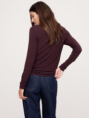 Banana Republic Purple Luxe Wool-Blend Boat-Neck Top - Image 2 of 4
