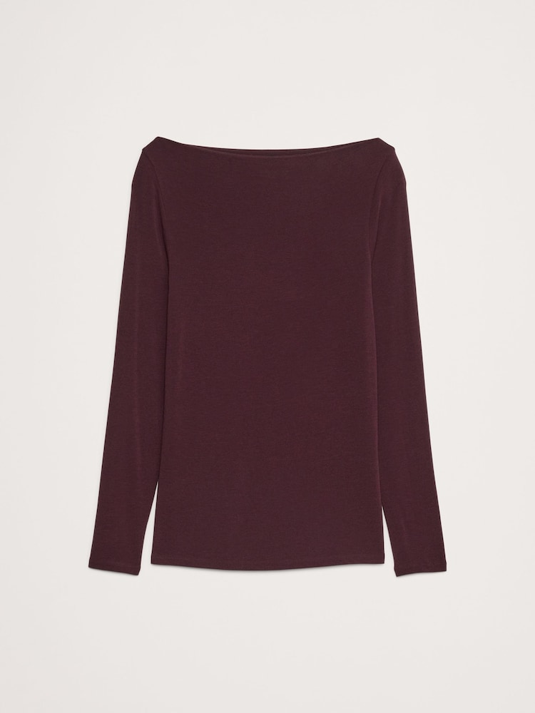 Banana Republic Purple Luxe Wool-Blend Boat-Neck Top - Image 4 of 4