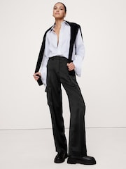 Banana Republic Black High-Waisted Straight Italian Crepe Cargo Trousers - Image 1 of 4