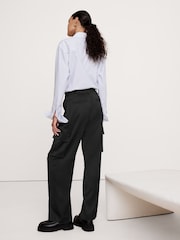 Banana Republic Black High-Waisted Straight Italian Crepe Cargo Trousers - Image 2 of 4