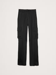 Banana Republic Black High-Waisted Straight Italian Crepe Cargo Trousers - Image 4 of 4
